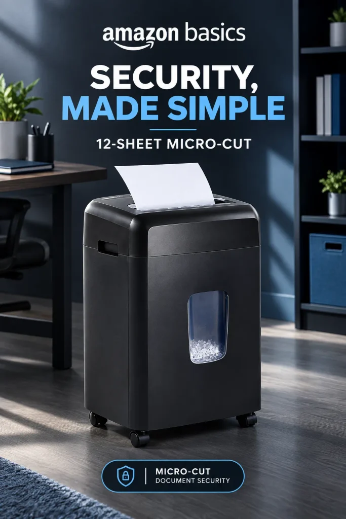 Amazon Basics 12-sheet micro-cut tax document shredder