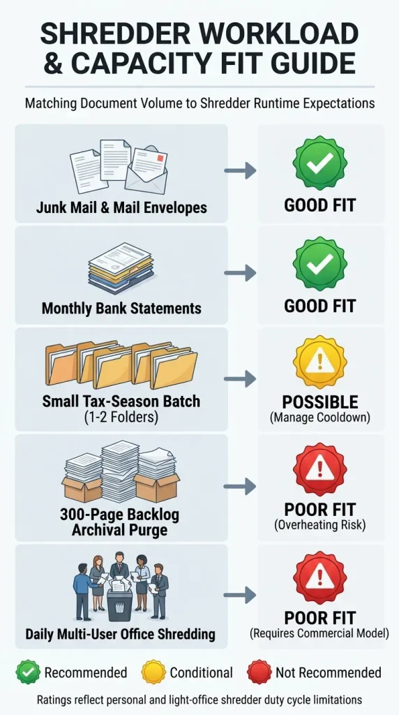 workload and capacity fit guide for best affordable paper shredders