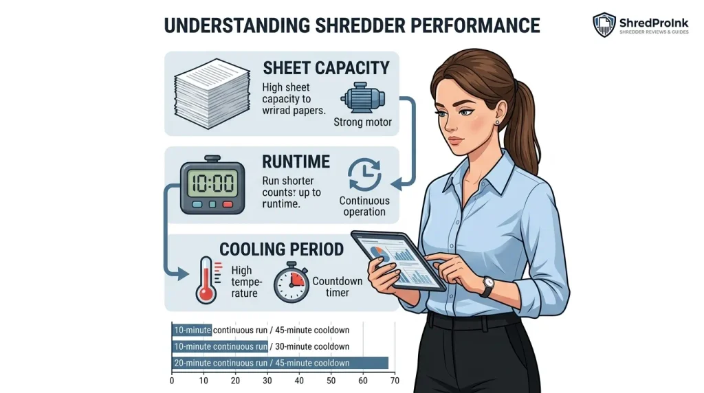 Cross-cut shredder sheet capacity and runtime explained