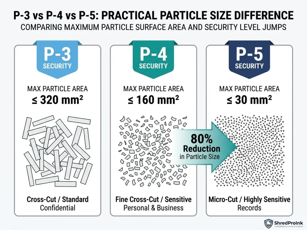 P-3 vs P-4 vs P-5 paper shredder particle sizes