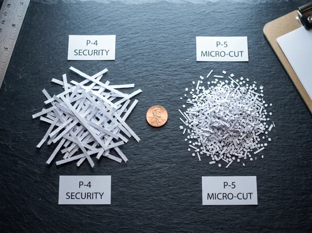 P-4 and P-5 paper shredder security levels compared