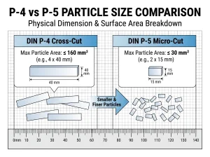 P-4 vs P-5 paper shredder particle size comparison