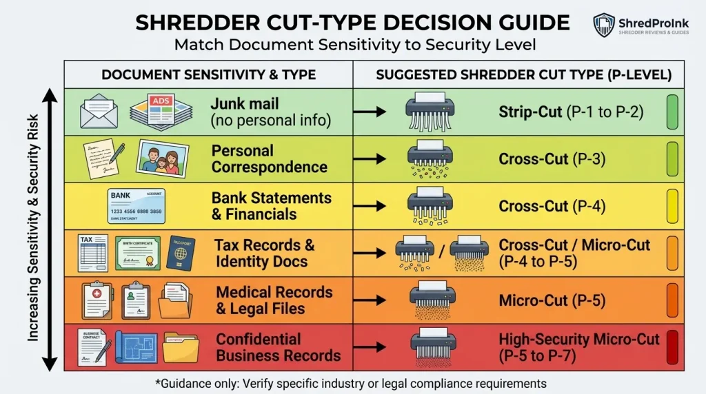 paper shredder cut type decision guide by document sensitivity