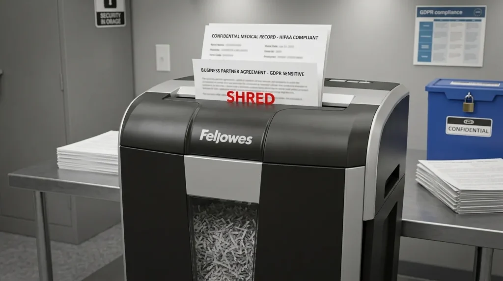 Paper shredder for confidential medical and business documents