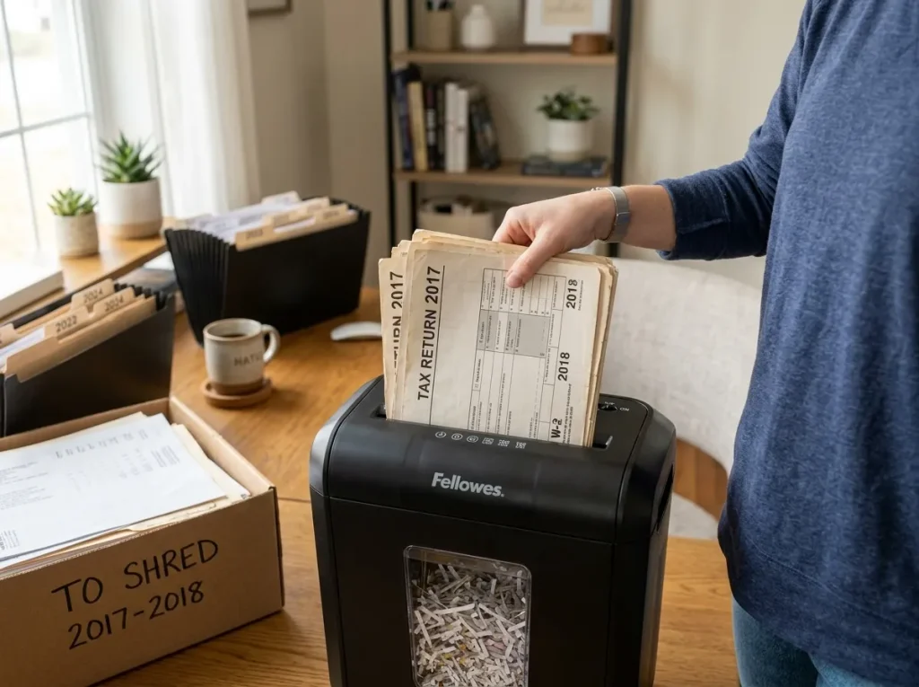 Secure shredding of old tax documents