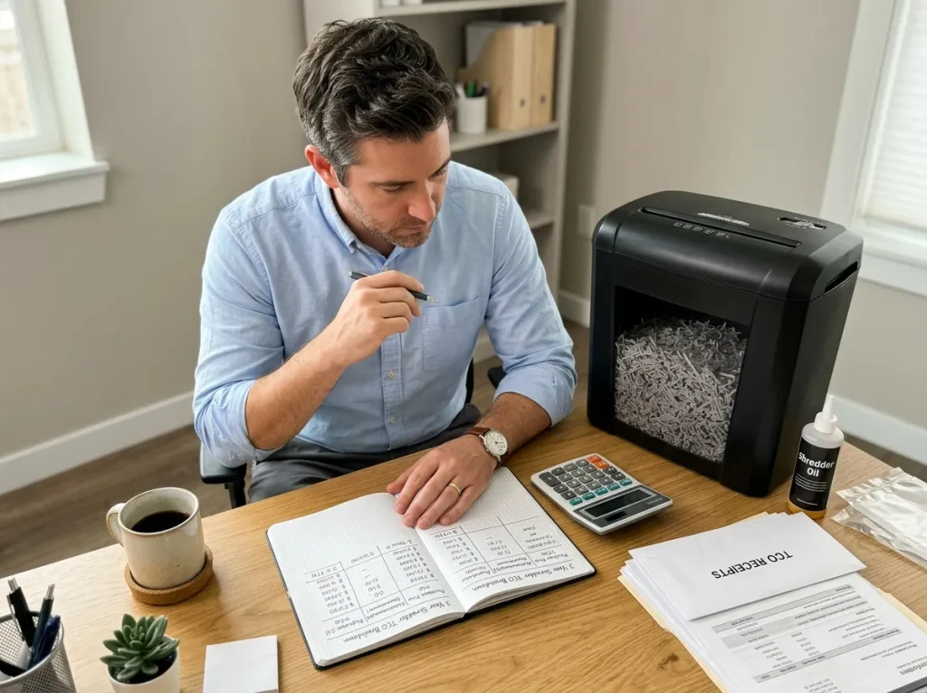 Three-year paper shredder cost calculation for small business