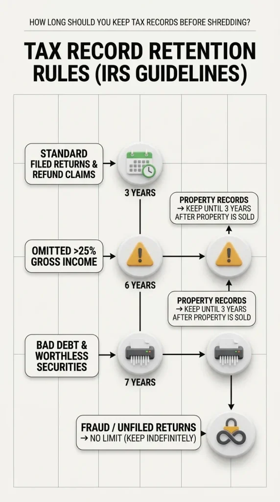 Tax record retention periods before shredding